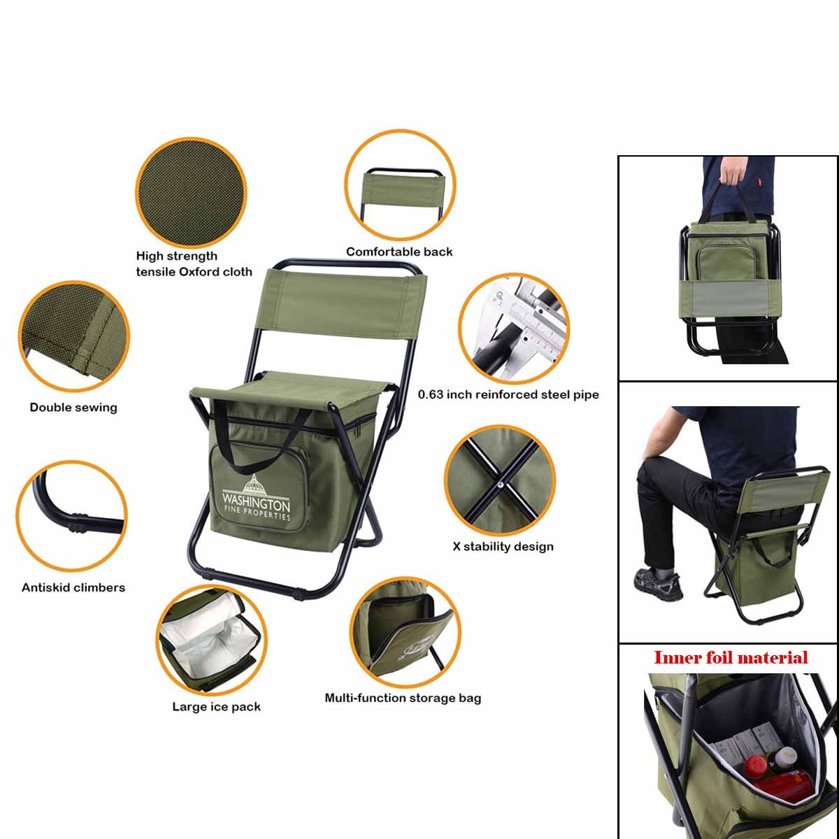 Foldable Backrest Ice Pack Chair