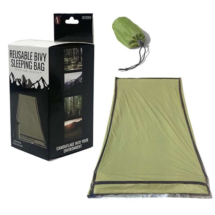 Heavy-Duty Emergency Bivy Aluminized PE Sleeping Bag Green - 84" x 36" 3