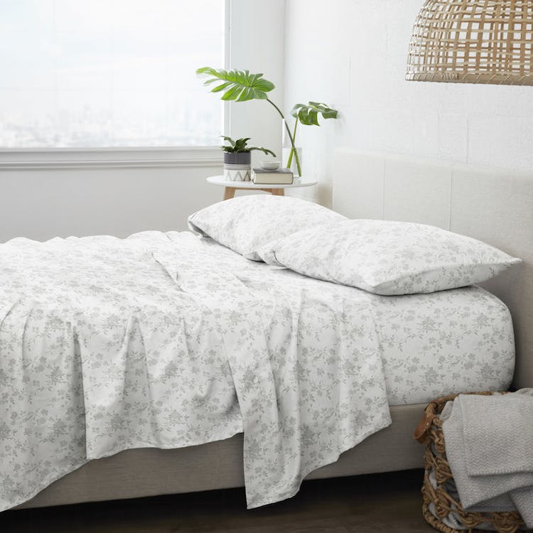 Flannel Bed Sheets - Sylvan Rose Cali King 4 Set 2