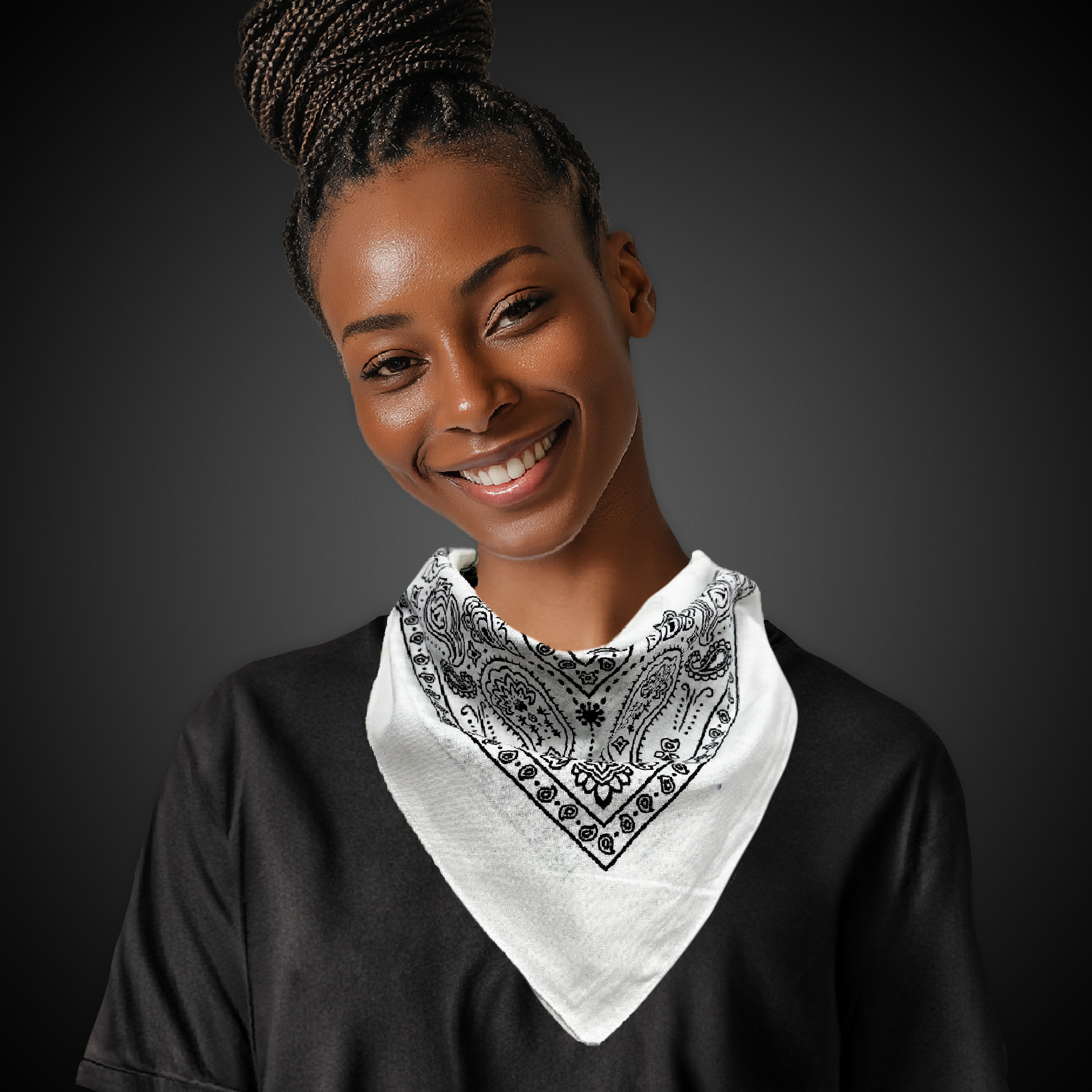 White Cotton Bandana 22" x 22" 4
