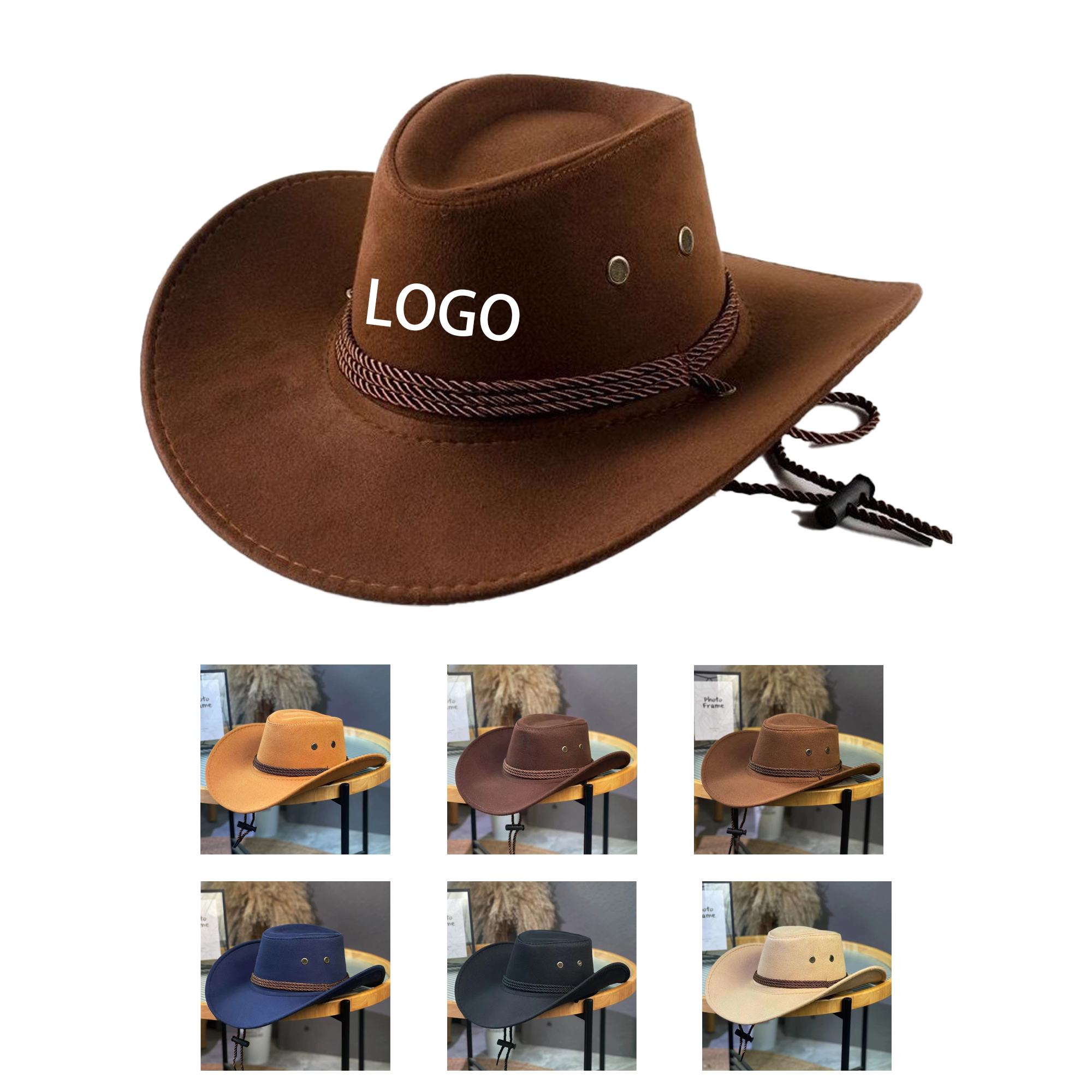 Vintage Suede Braided Wide-Brim Cowboy Hat 4