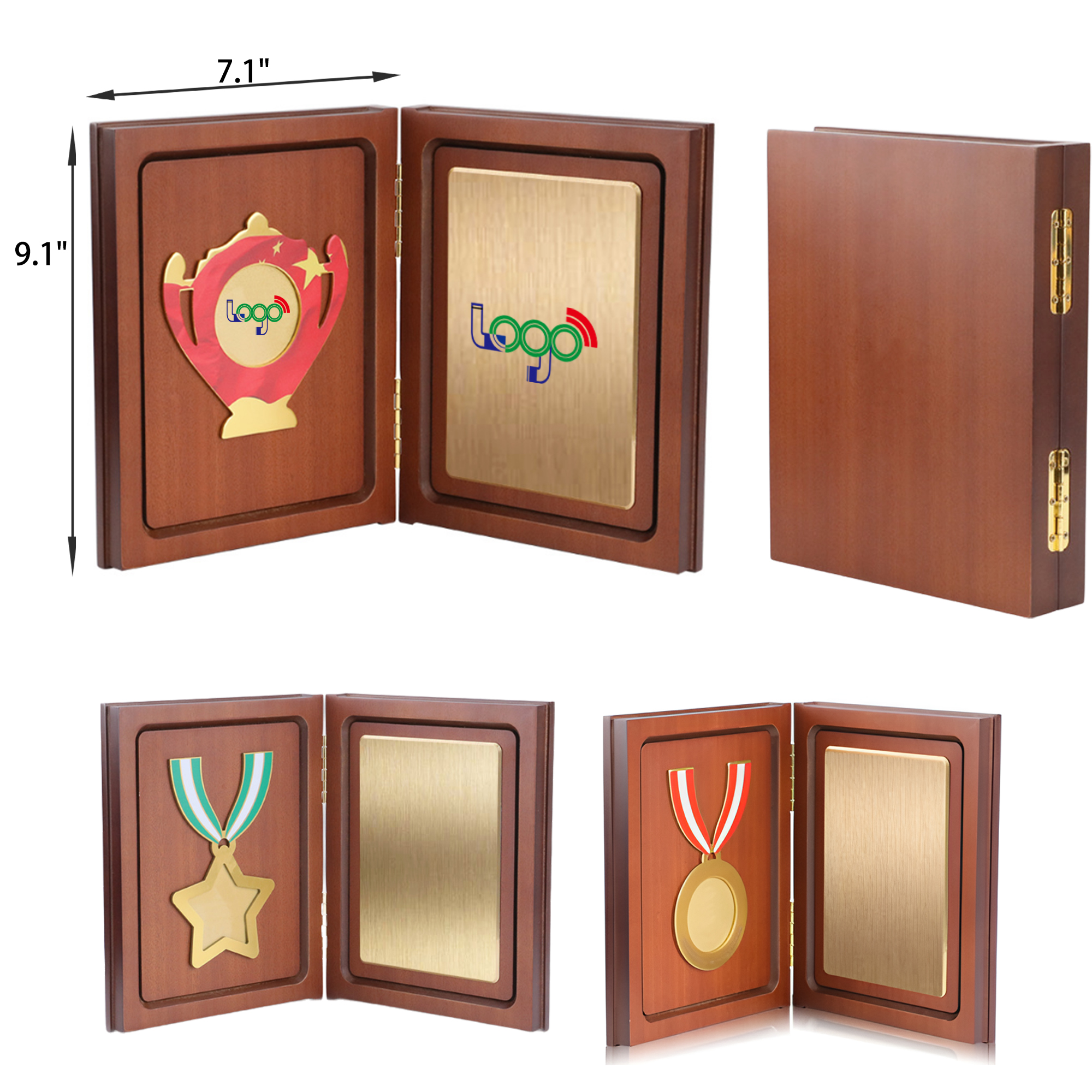 MOQ 3 PCS Exquisite Metal Medal With Wooden Cover
