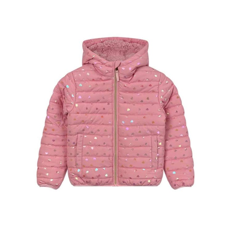 Girls' Sherpa-Lined Heart Print Jacket Pink 4-6X 3