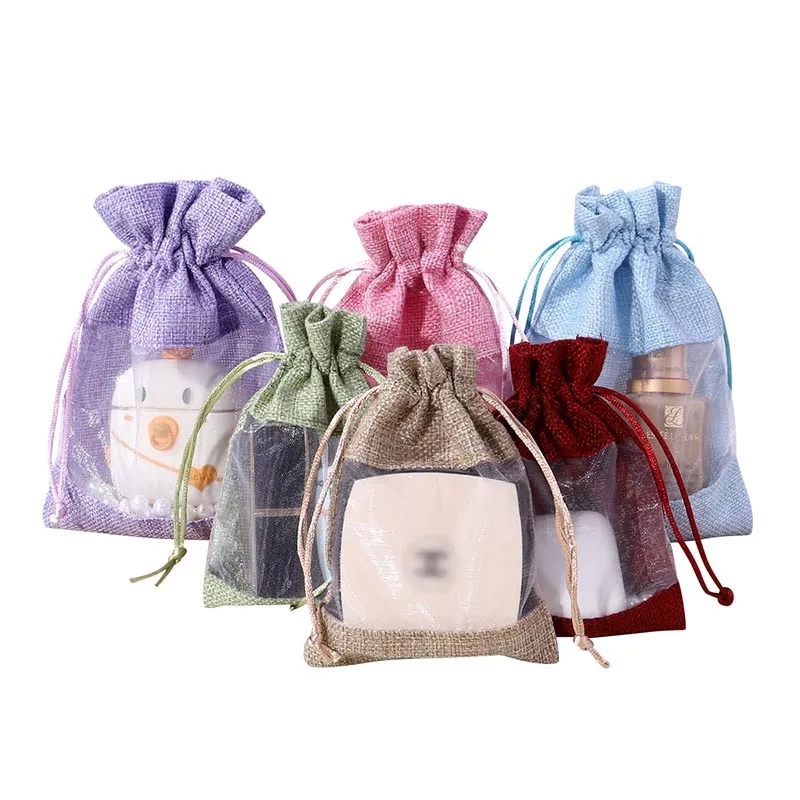 Linen Burlap Organza Bag
