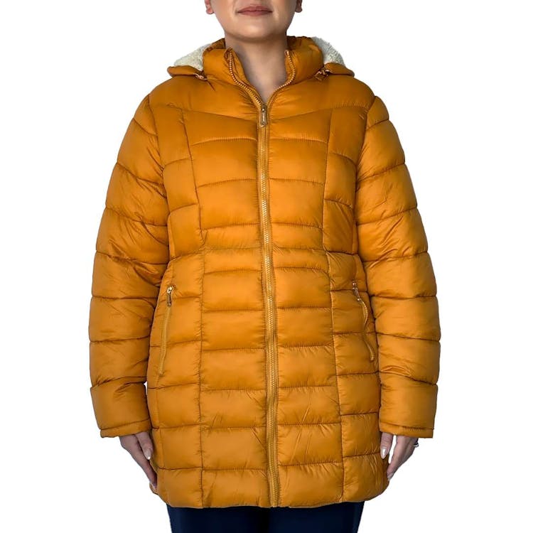 Women's Three-Quarter Quilted Jackets Mustard Yellow S-XL 3