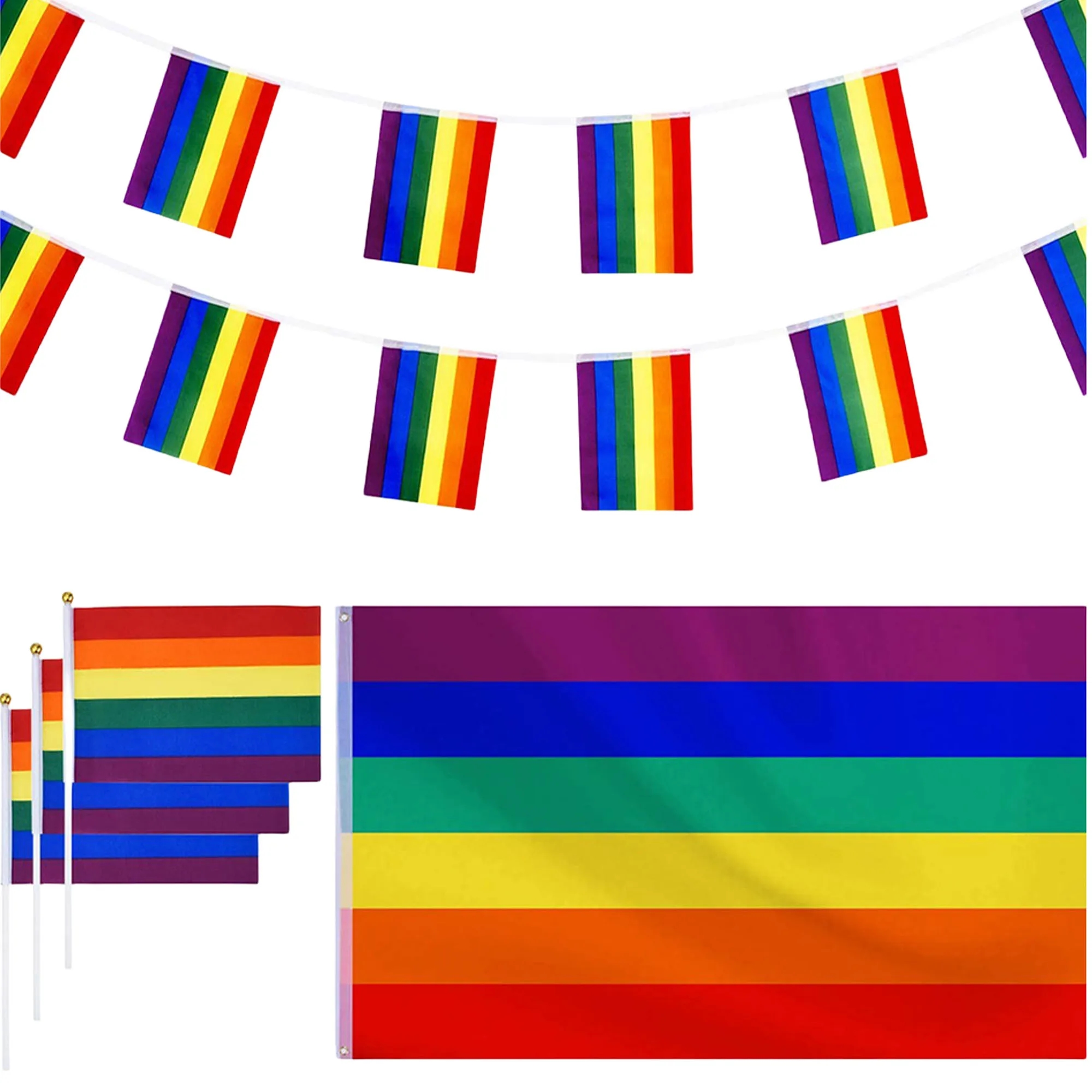 Handheld Rainbow Stick Flag Rush Service 10