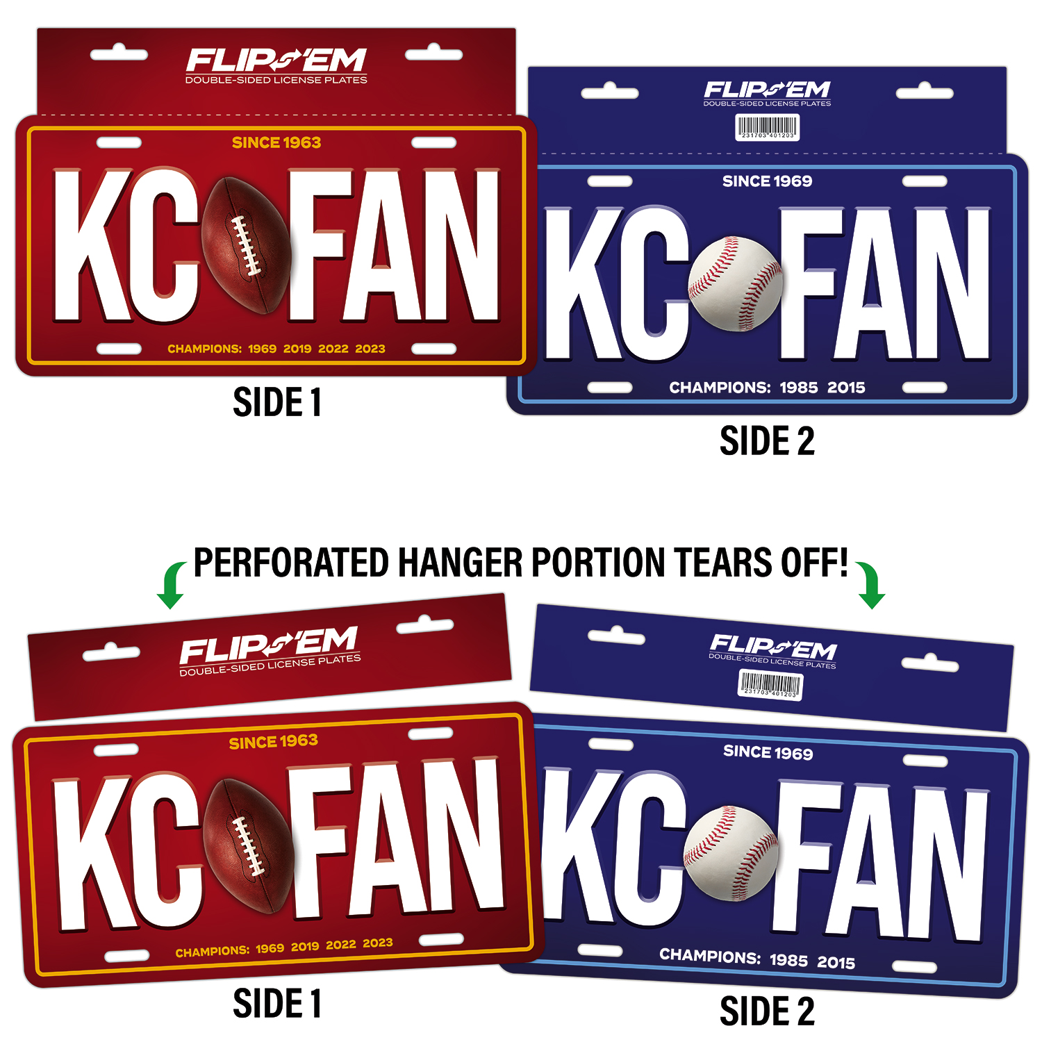 12" x 6" Flip 'Em Double-Sided Tear-Off License Plate with Hanger (12" x 8")