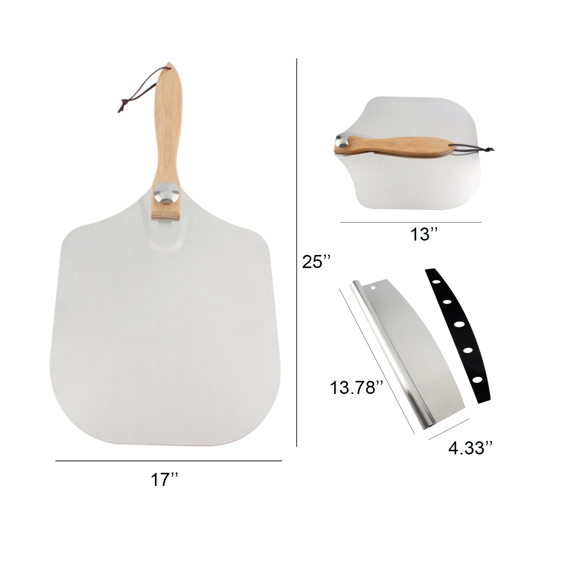 Aluminum Pizza Paddle with Wooden Handle 3