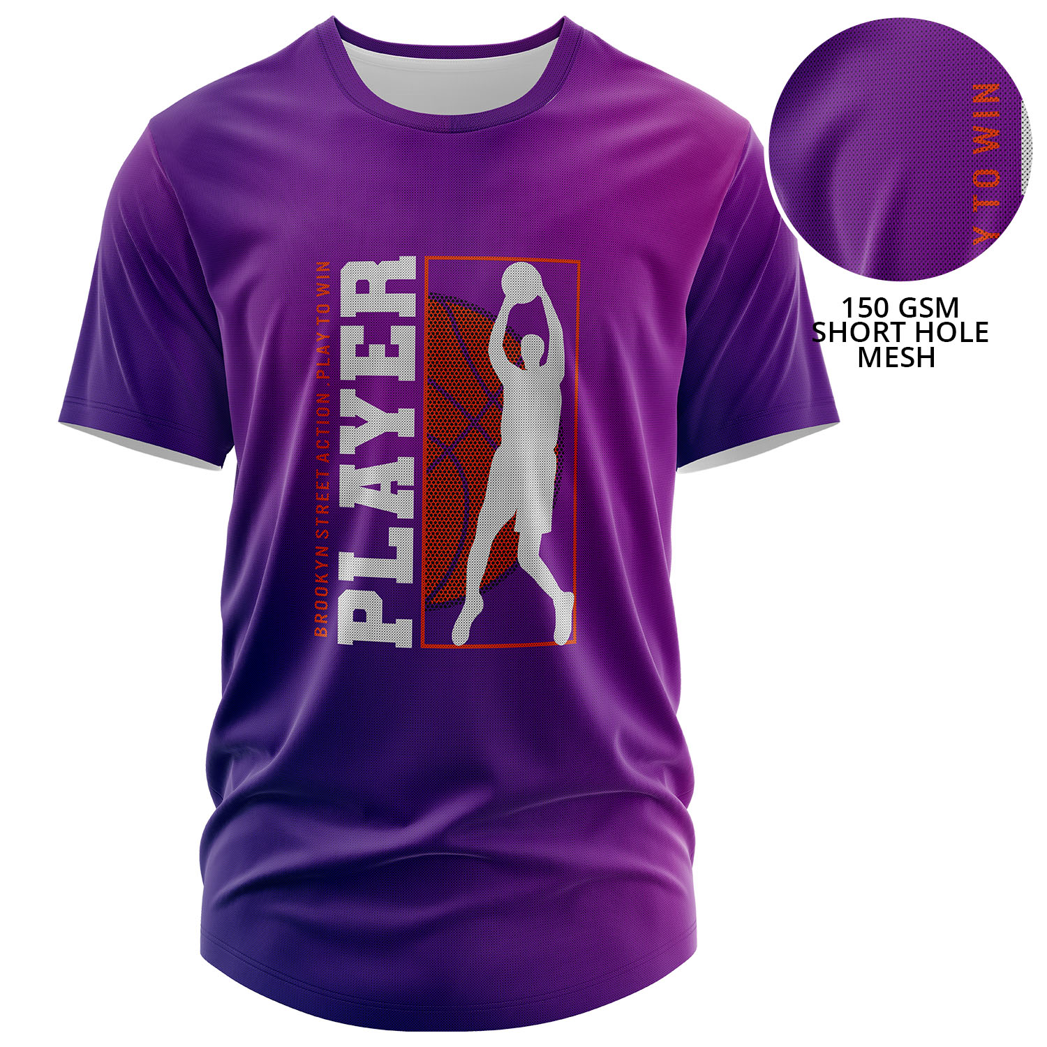 Unisex 150 GSM Short Hole Mesh Performance Sublimation Short Sleeve T-shirt