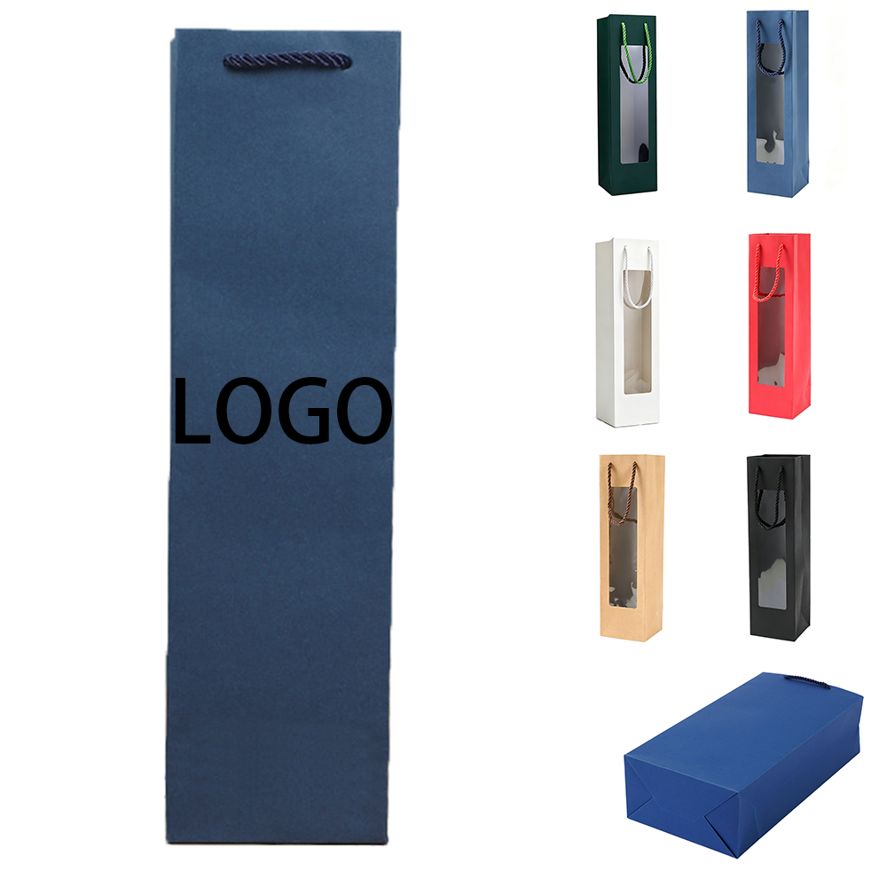 Square Single-Bottle Kraft Paper Wine Tote Bag