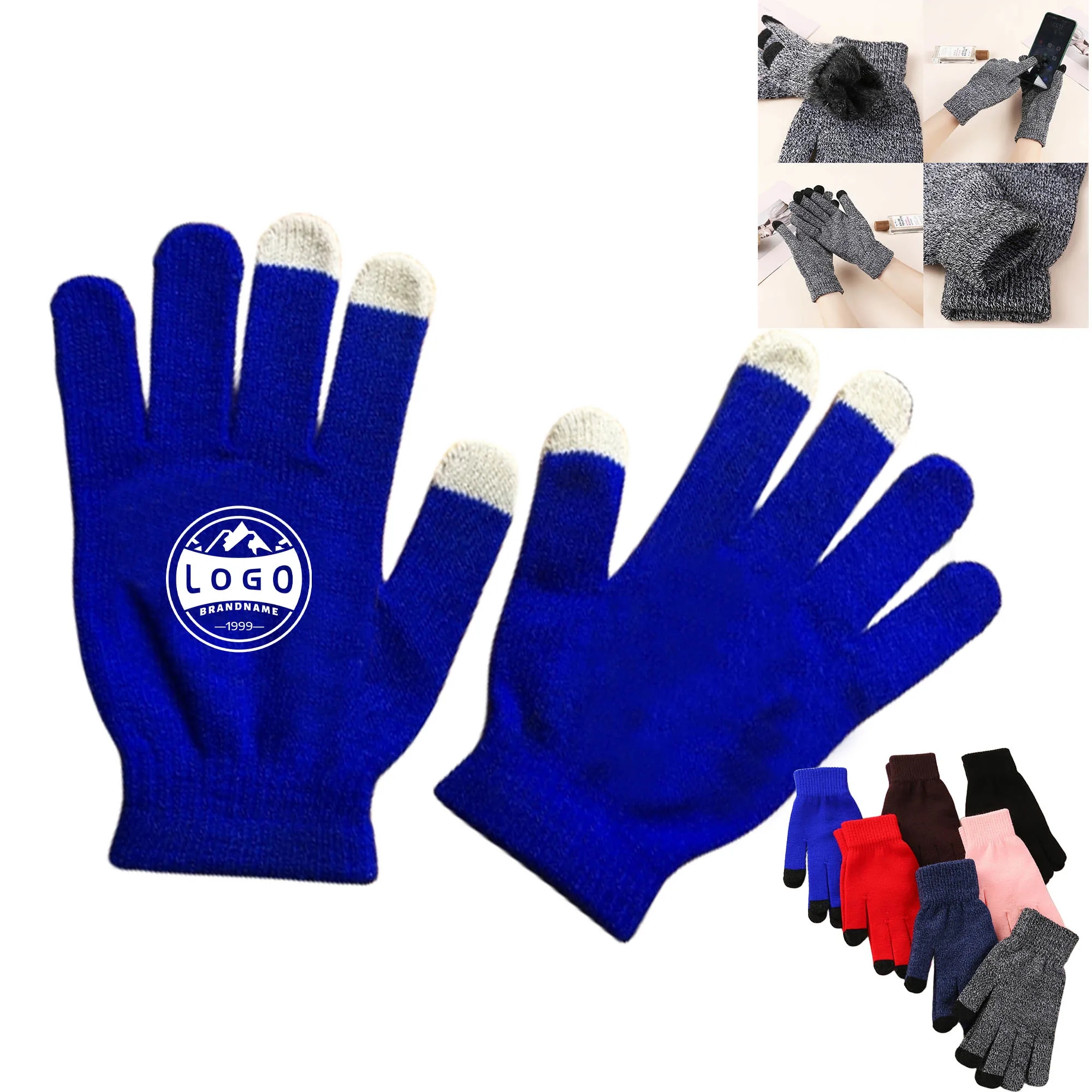 MOQ100 Touchscreen Knitted Full-Finger Inside Fluffy Gloves 6