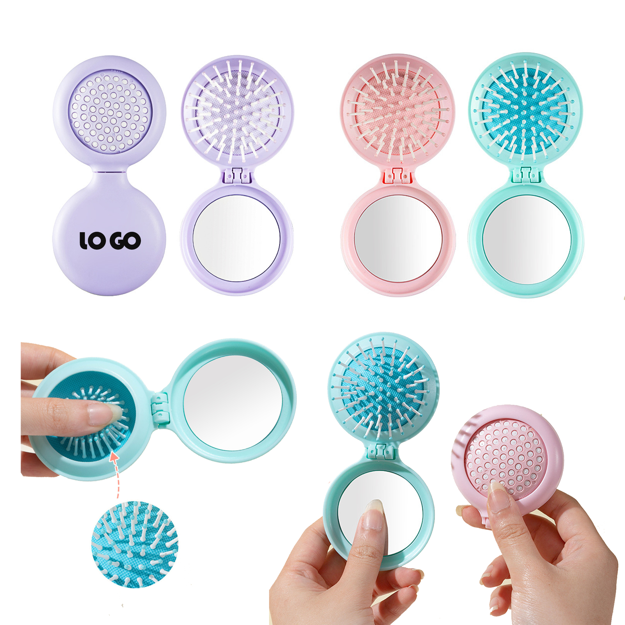 Mini Makeup Mirror With Retractable Air Cushion Comb 6