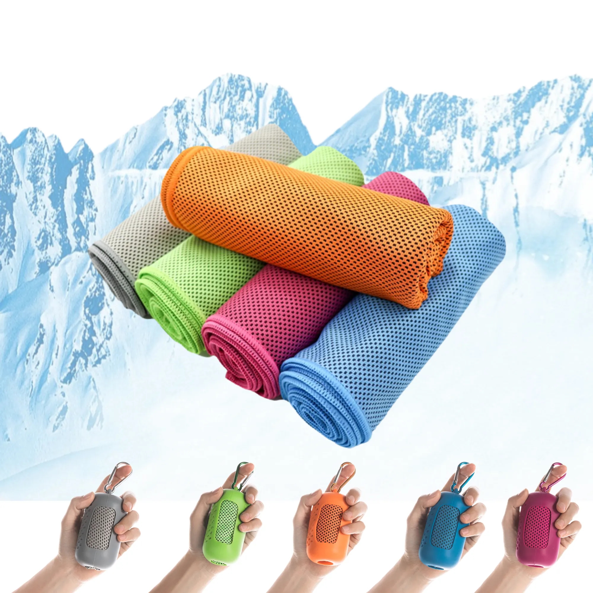 Thickened Cooling Towels with Silicone Box and Carabiner 17