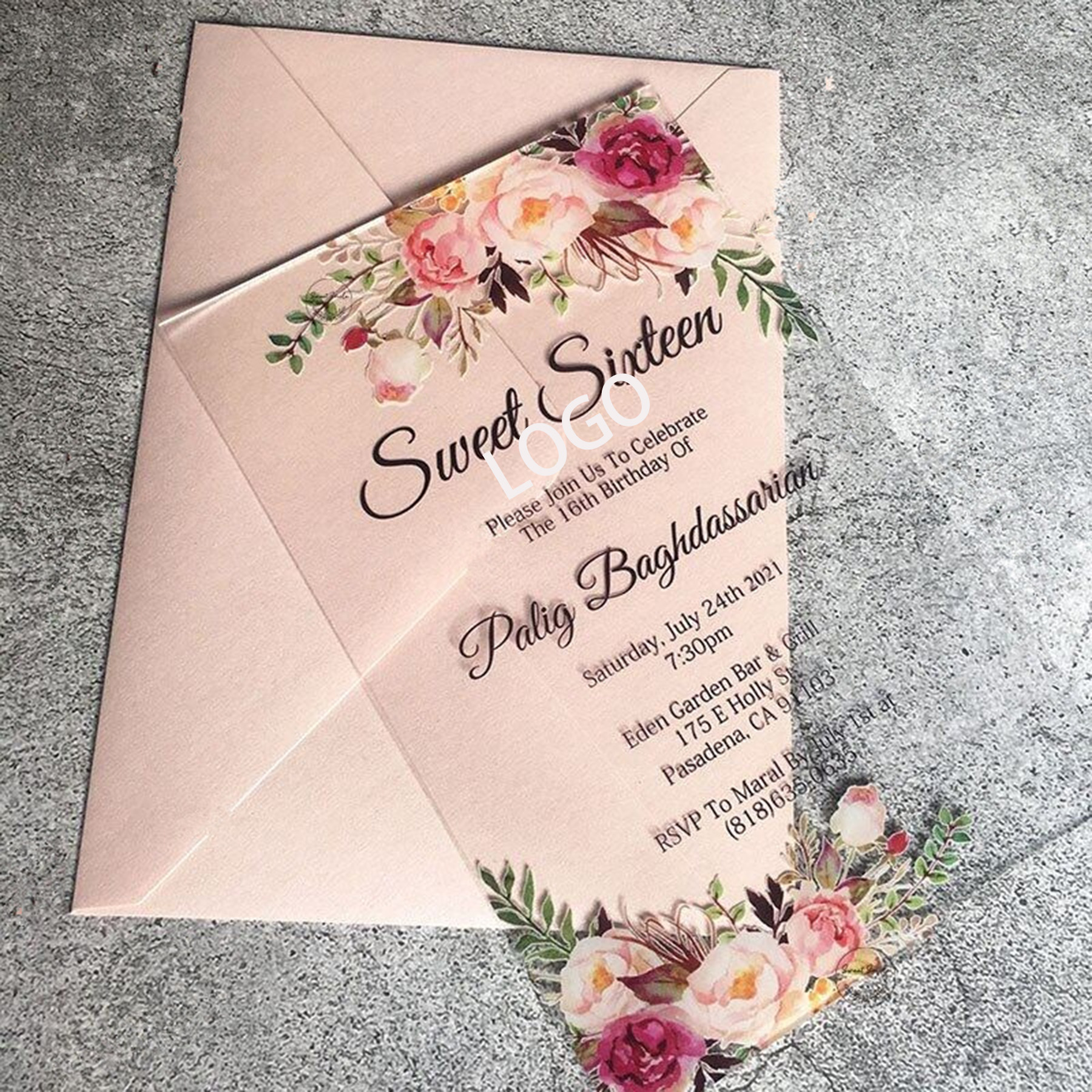Custom Full Color Printed Clear Acrylic Invitation Card Gift