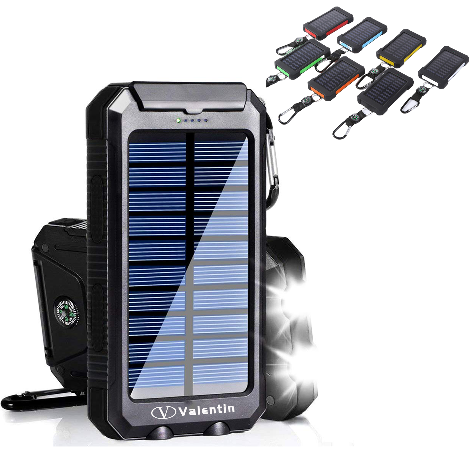 8000Mah Waterproof Compass Solar Power Bank With Flashlight