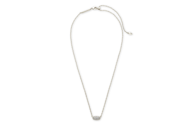 Kendra Scott Grayson Silver Pendant Necklace in White Crystal 3