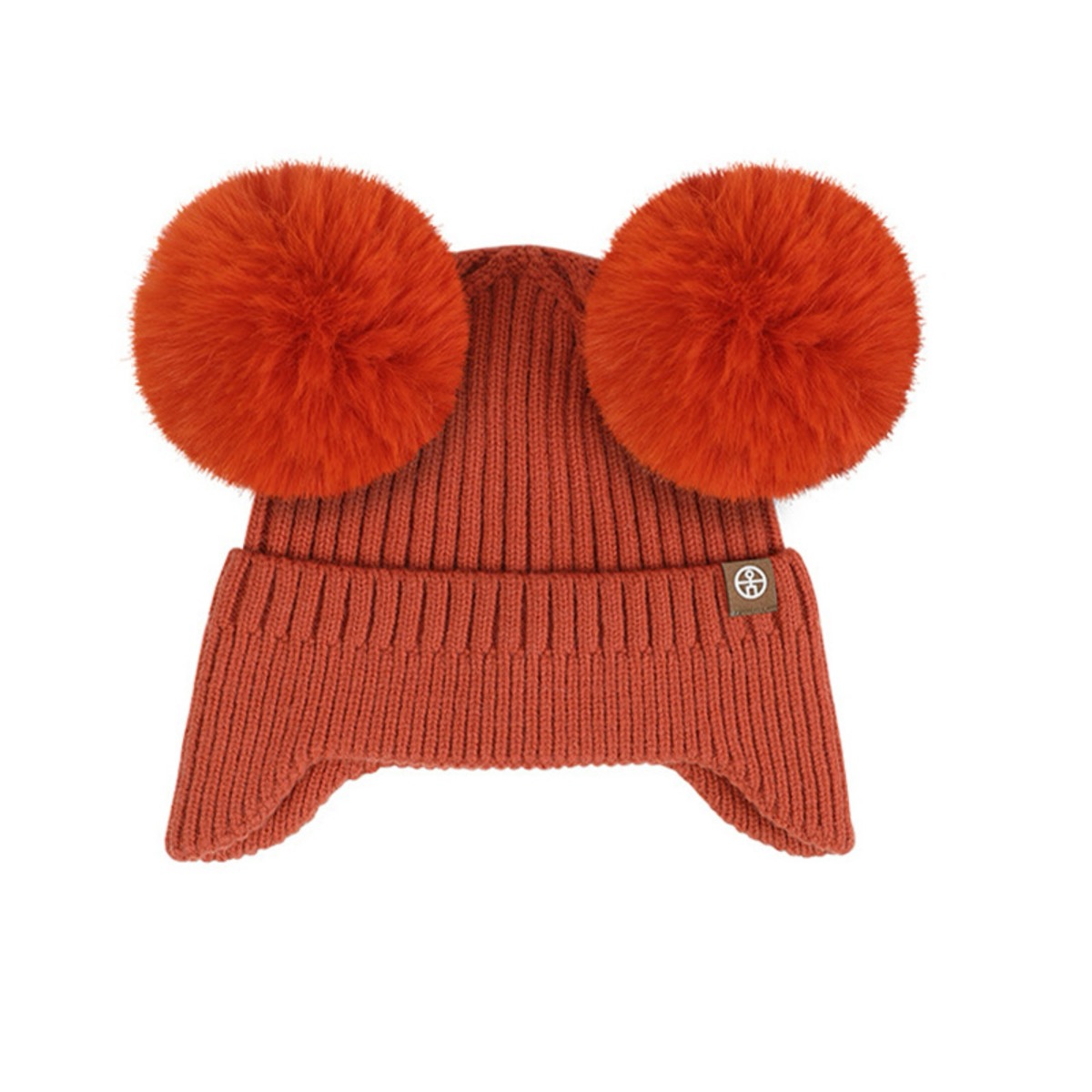 Double Pom Pom Earflap Winter Beanie for Kids, custom youth shirt with logo imprint 9