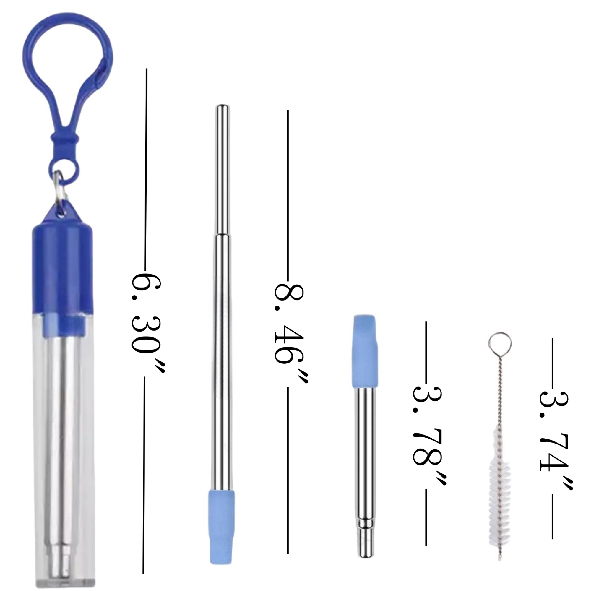 Reusable Slide Telescoping Straw With Keychain 12