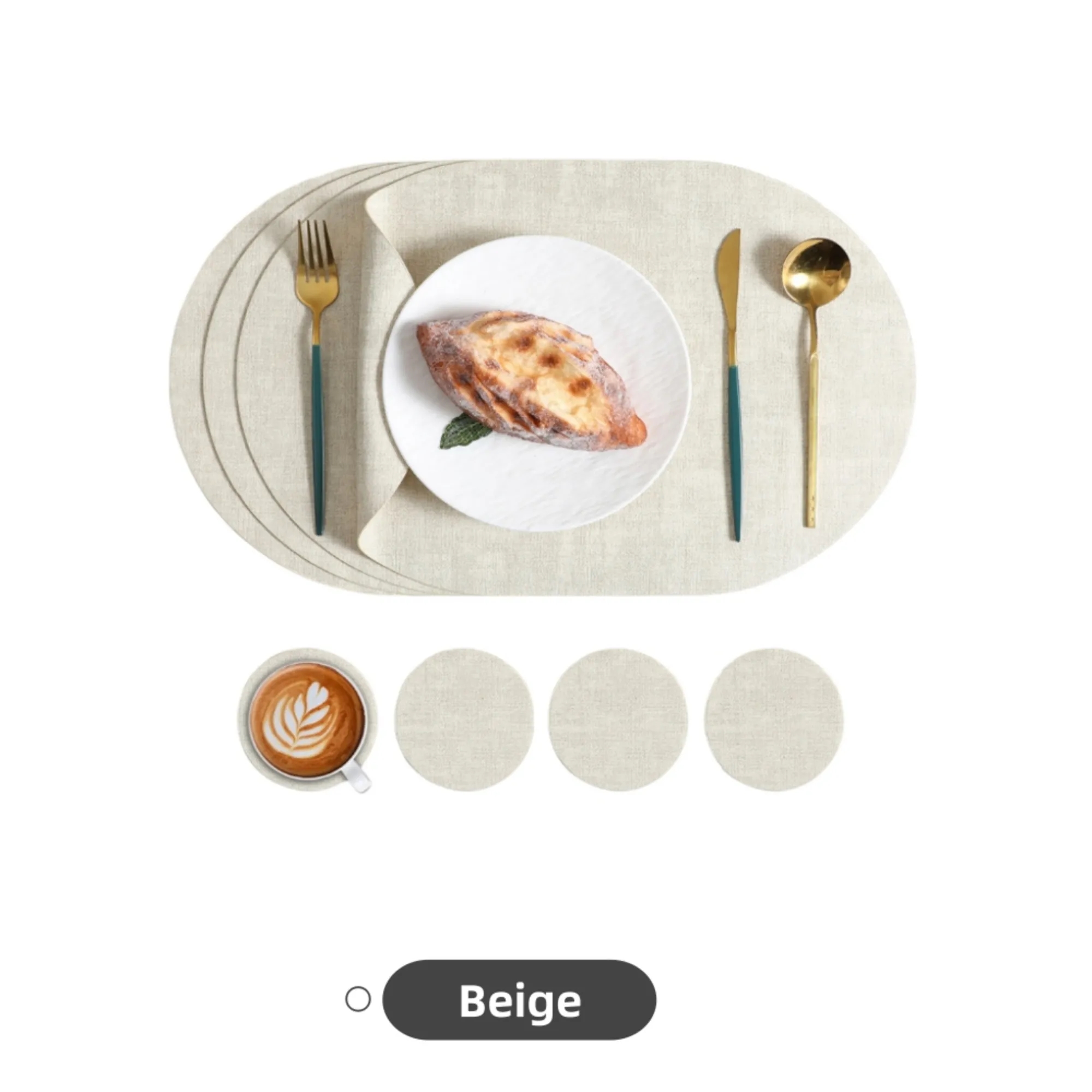 Oval Leather Placemat Coaster Heatproof Waterproof 6