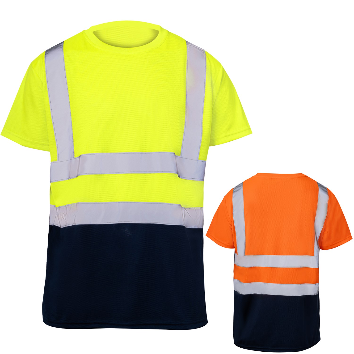 3.8 oz. Polyester Class 2 Color Block Reflective Tape Safety T-Shirt