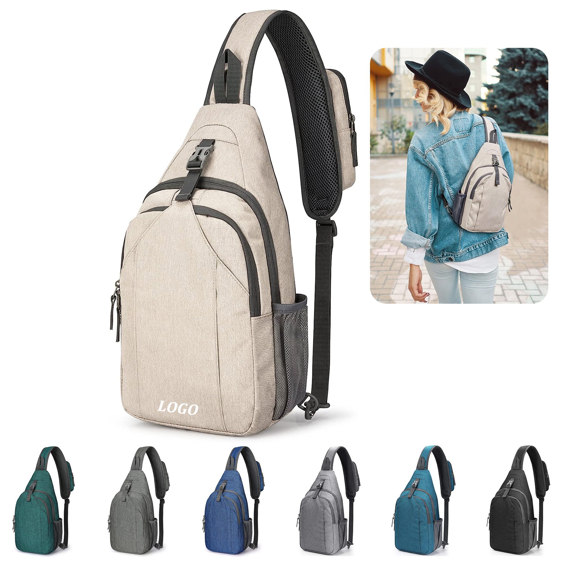 Blocking Sling Crossbody Chest Bag 2