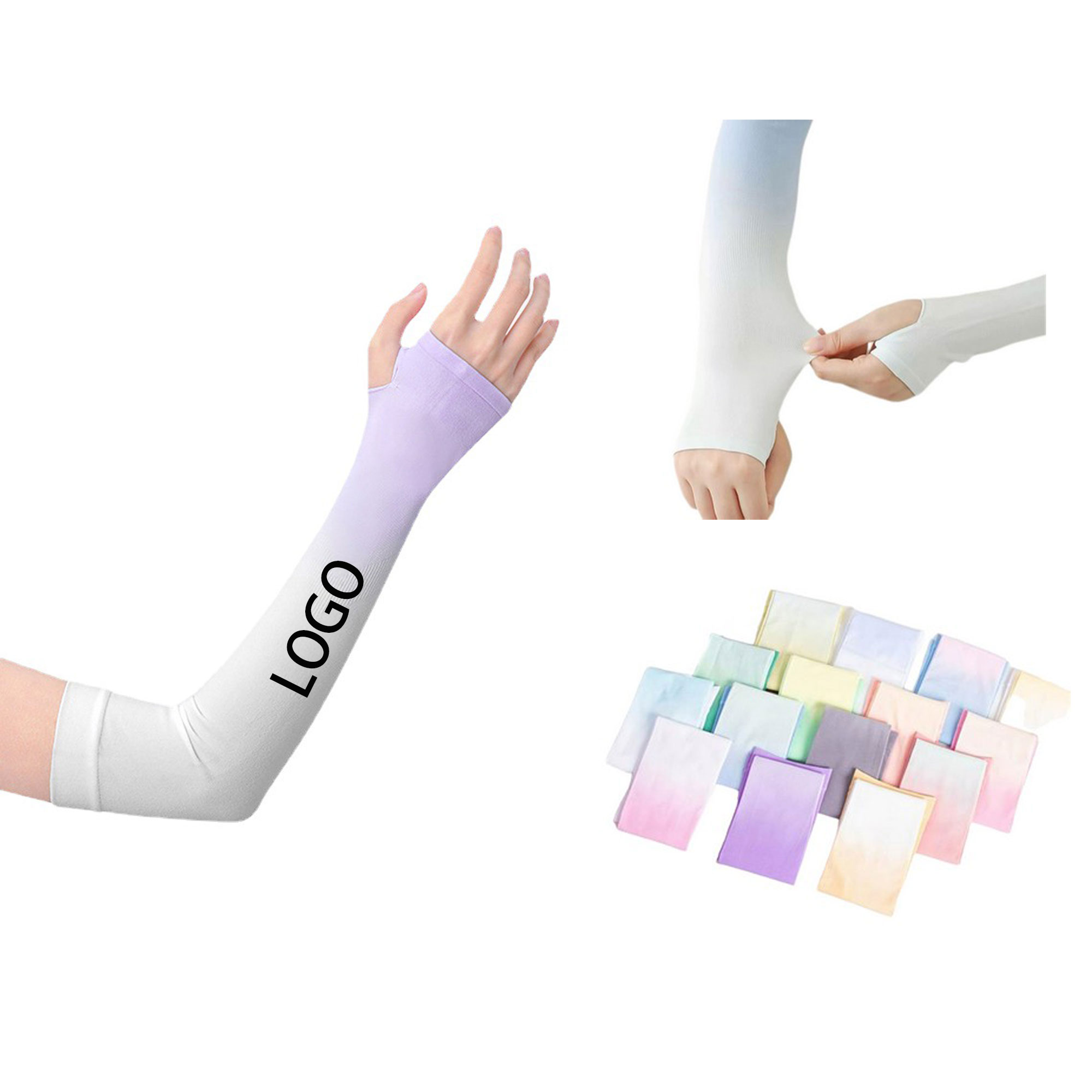 Anti Sunscreen Ice Silk Arm Sleeve Gradient Color