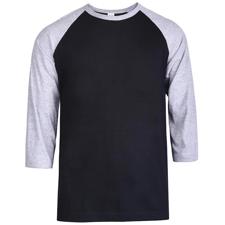 Men's 3/4 Sleeve Baseball T-Shirt - Small Gray/Black