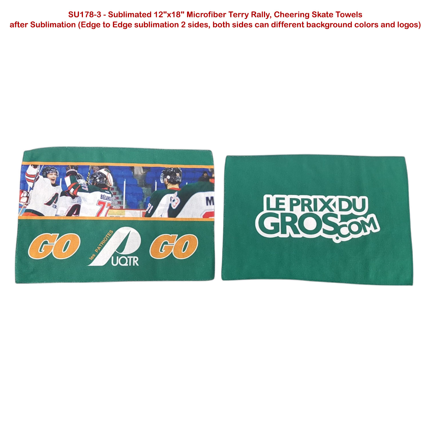 Microfiber Dri-Lite Terry Team and Sponsorship Towel, 12x18, Sublimated Edge to Edge 2 sides 9