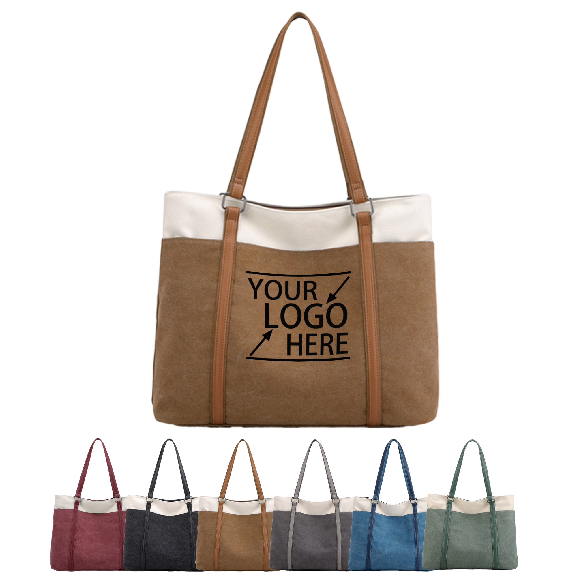 Retro 16oz Canvas Contrast-Color Shoulder Tote 3