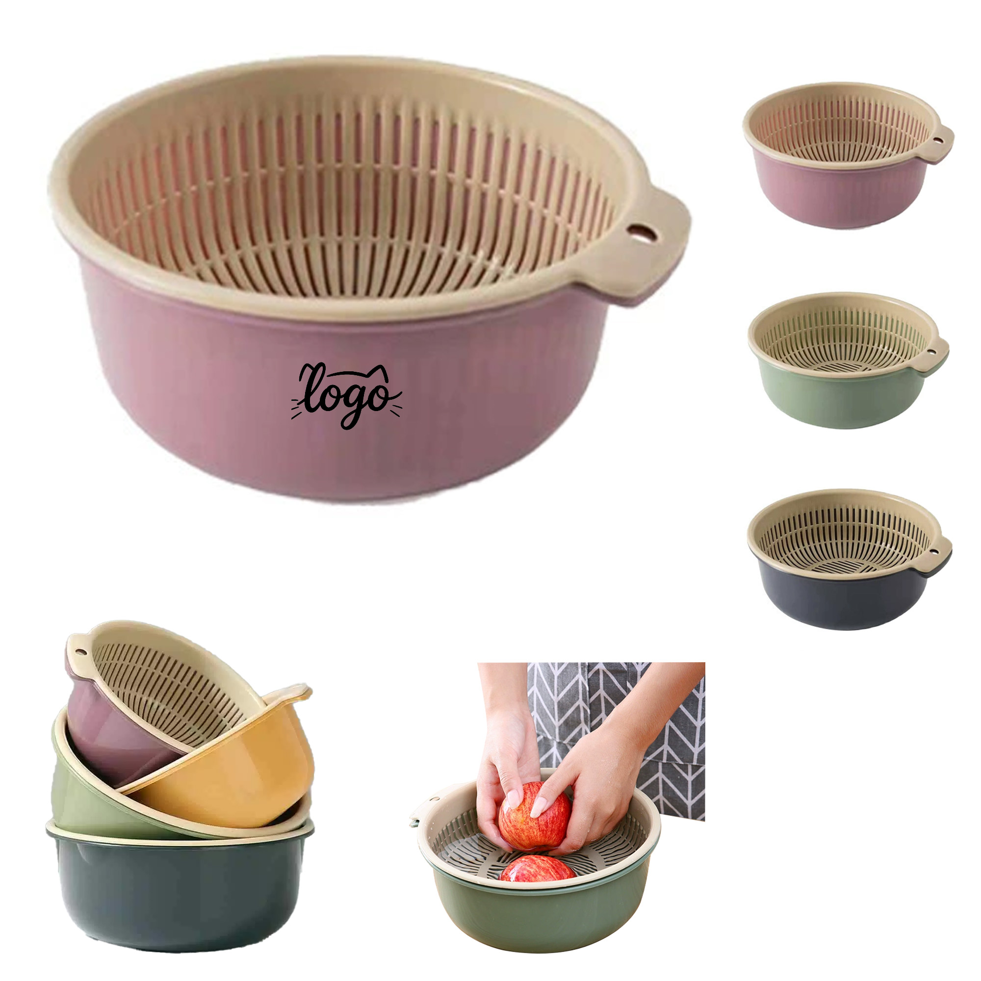 Thickened Round Double-Layer Kitchen Drain Basket 2