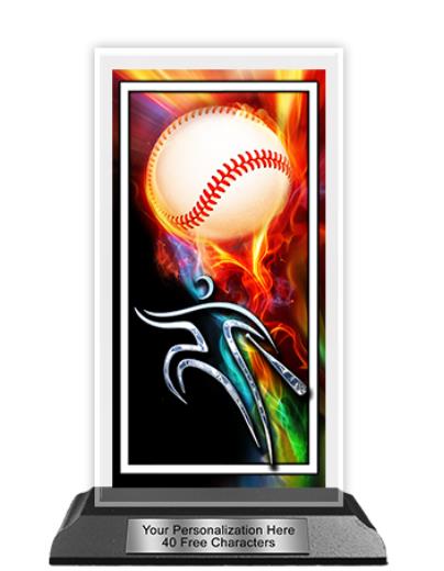 Acrylic Trophy: 6" Tower, (Baseball/Flame)
