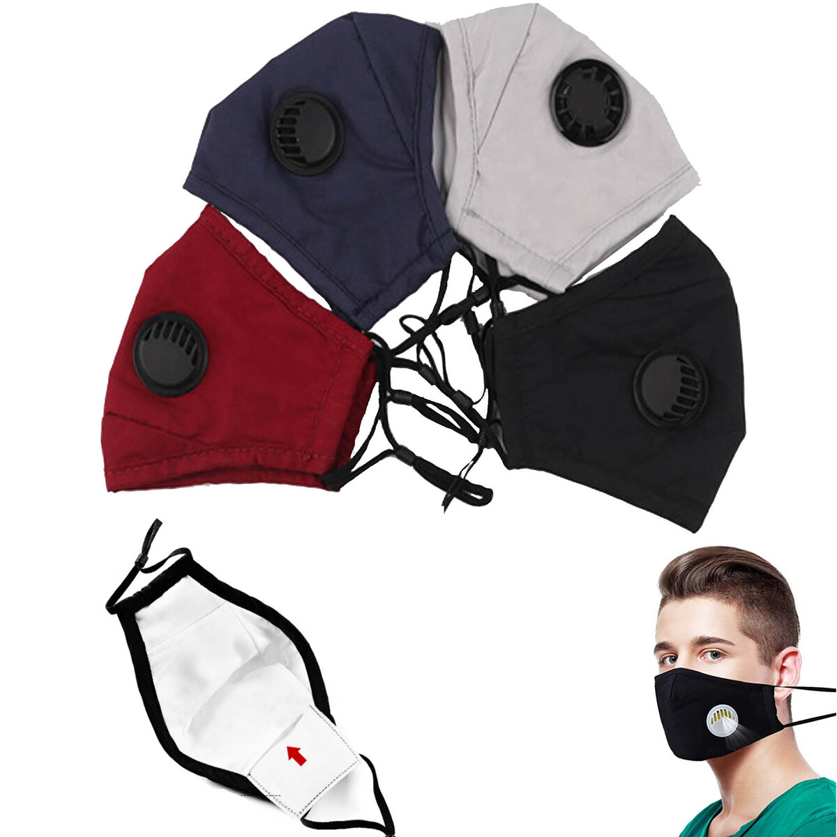 "Cotton Mask With Valve And Filter Pocket "