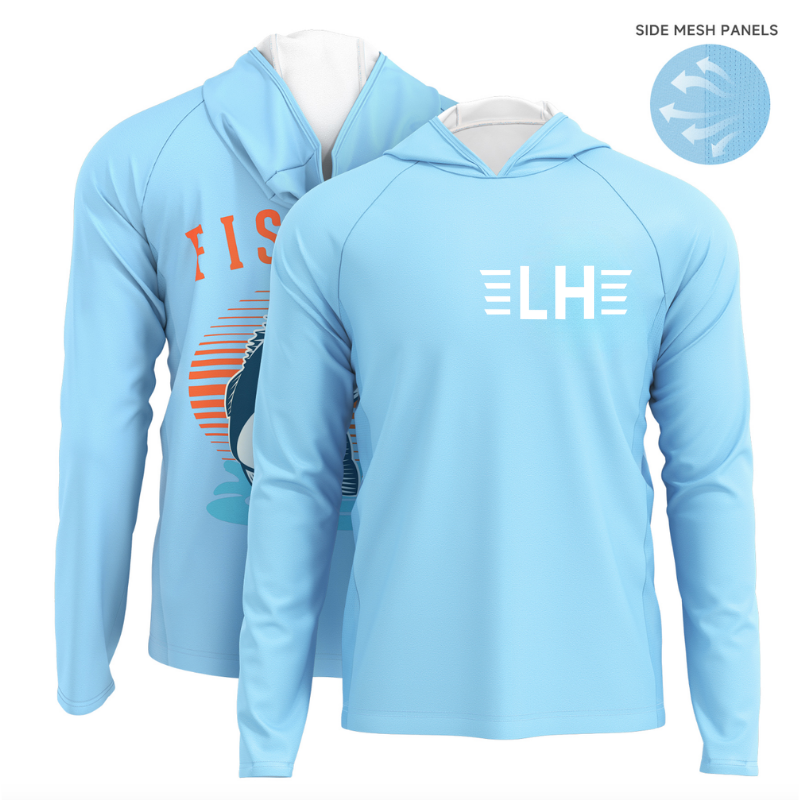 Men's 180 GSM UPF 50+ Sun Protection Fishing Hoodie T-Shirt