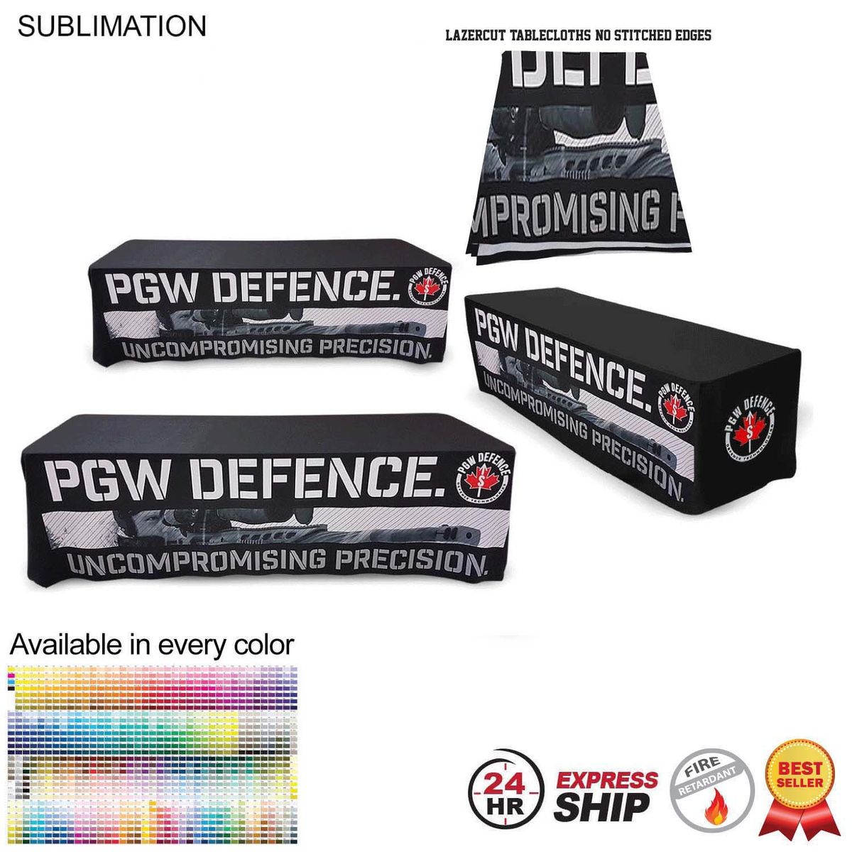 fiel 24Hr Express Ship - 8' LazerCut 4-Sided Sublimated Tablecloth Drape Style Closed Back #SU512-7