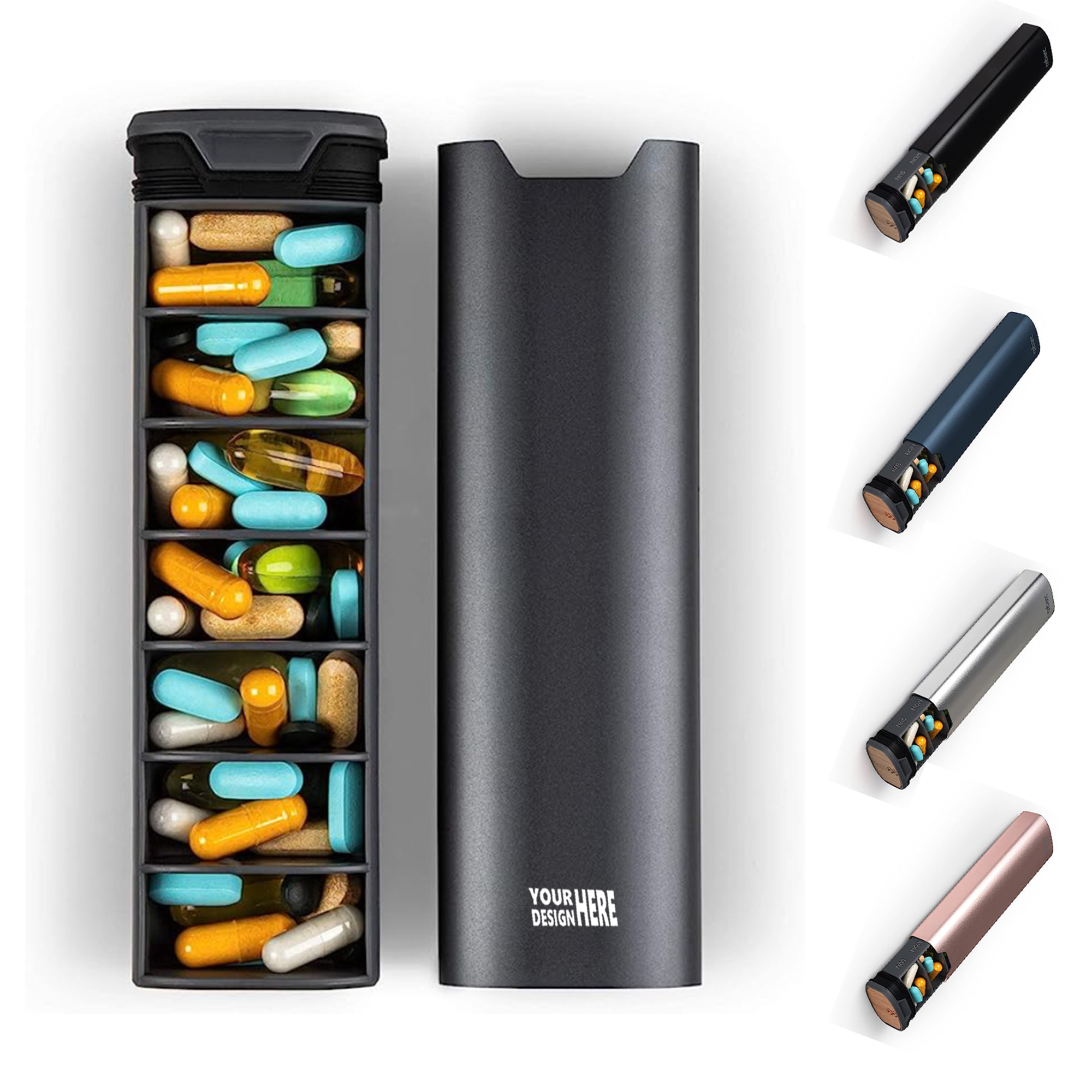 Premium Large Capacity 7-Day Pill Box with Aluminum Case 4