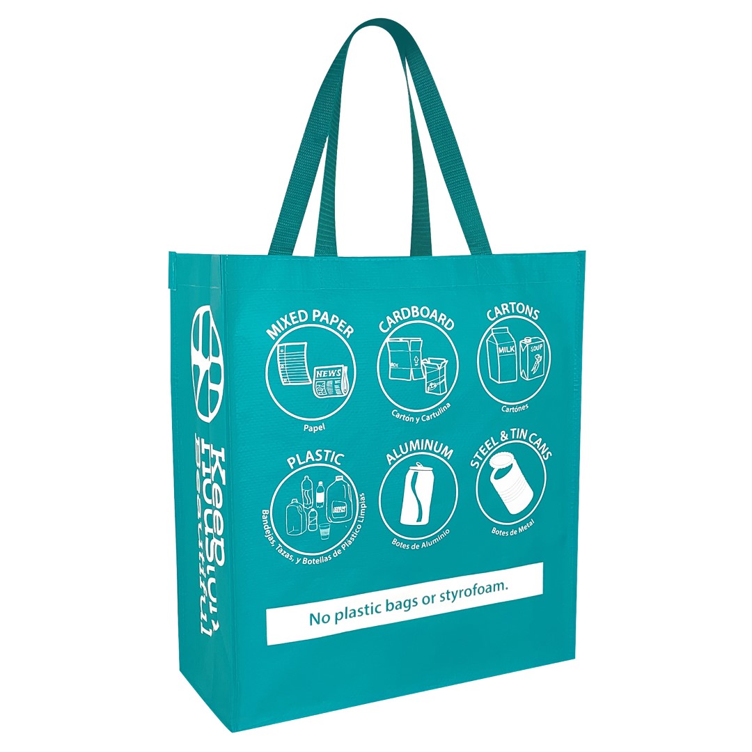 Custom Laminated Woven Recycling Bag 15x17x7 L21122A Printing Ideas Promos