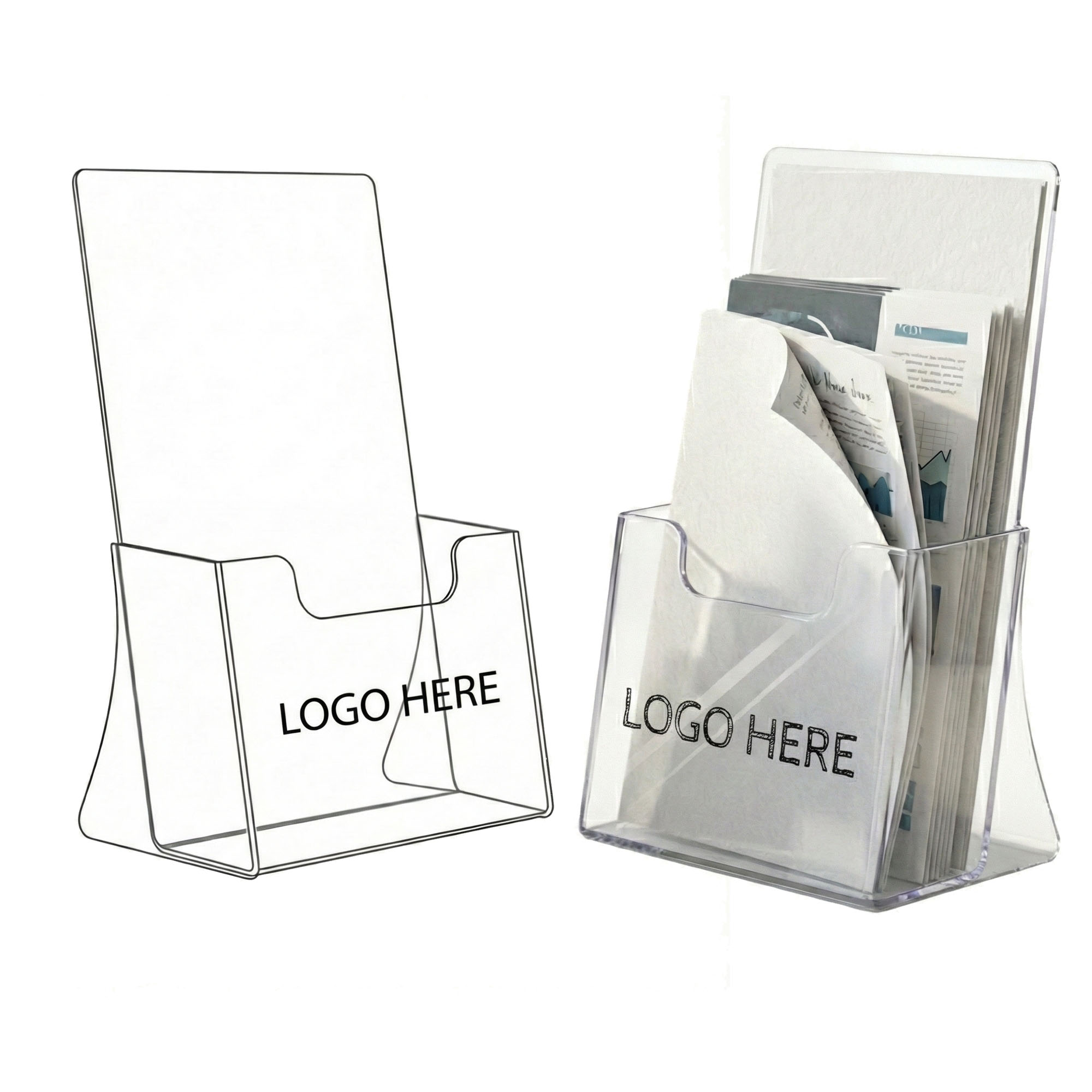 Clear Acrylic Crystal Brochure Display Stand Holder