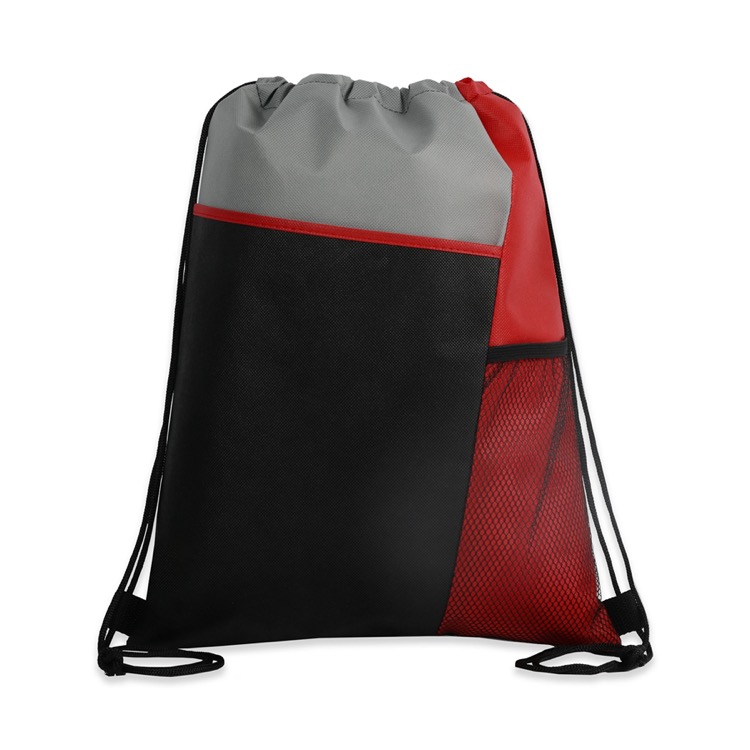 Tri Color Drawstring Backpack with Front Mesh Pocket 85