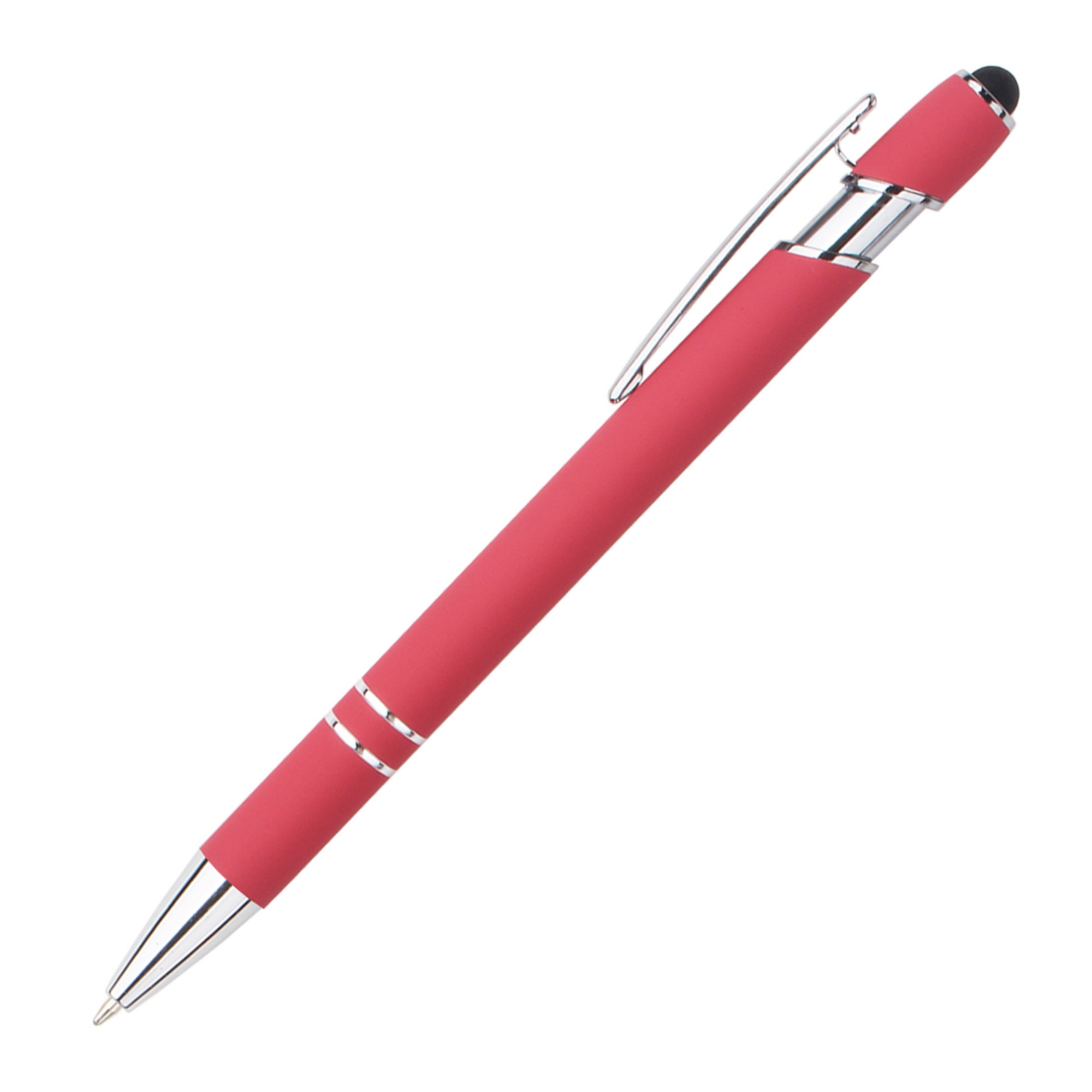 Retractable Metal Ballpoint Pen With Stylus Tip Black Ink 30