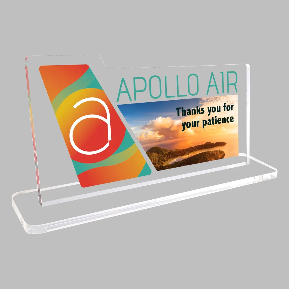 Clear Desk Plaque- Full color- with slotted base 9