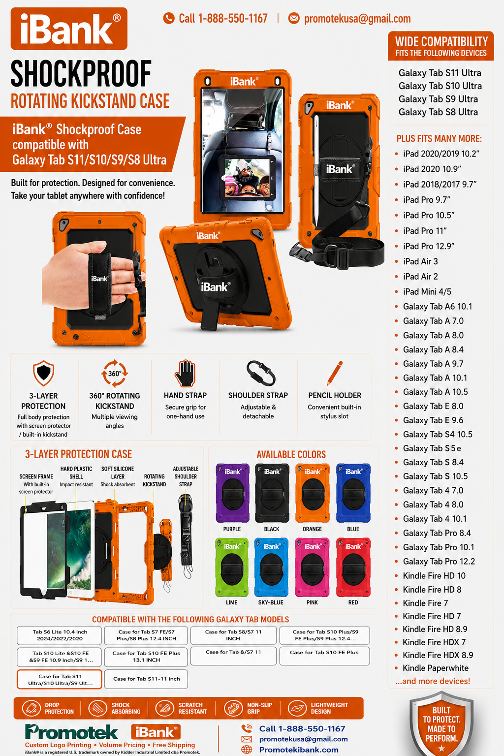 iBank ® Shockproof Case compatible with Galaxy Tab S11/S10/S9/S8 Ultra 3
