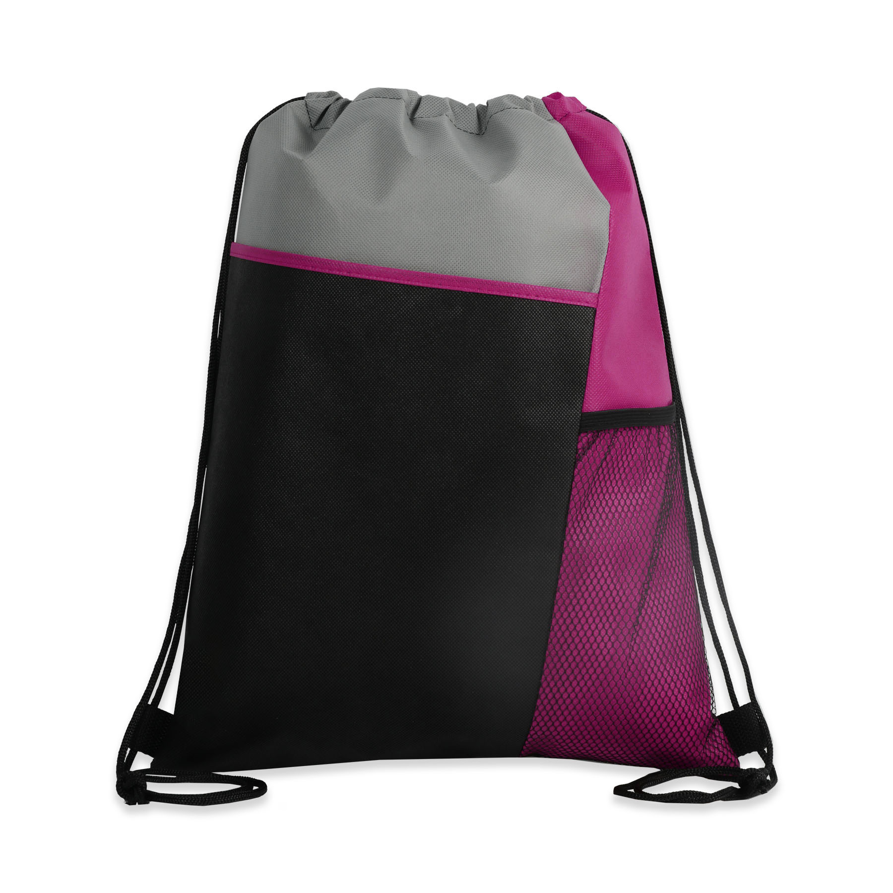Tri Color Drawstring Backpack with Front Mesh Pocket 82
