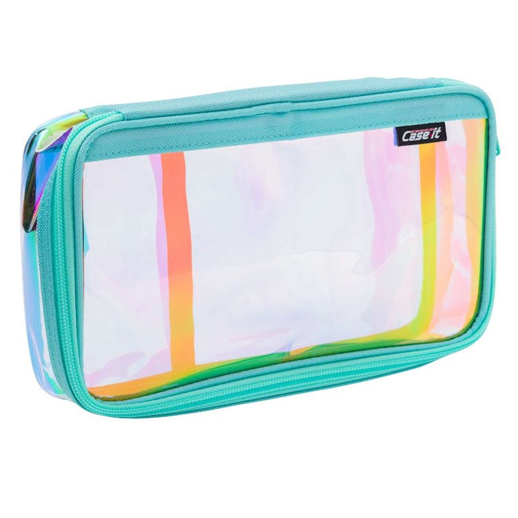 Case-It Clear Case XL Pencil Pouch - Iridescent Mint 3