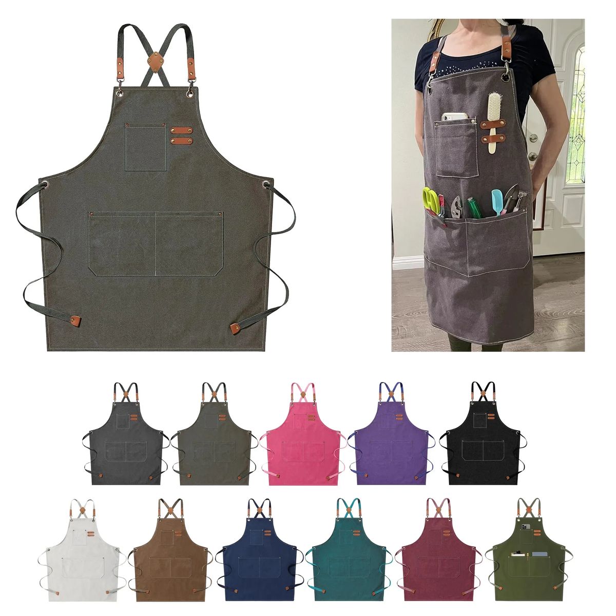 Chef Aprons for Men Women with Large Pockets