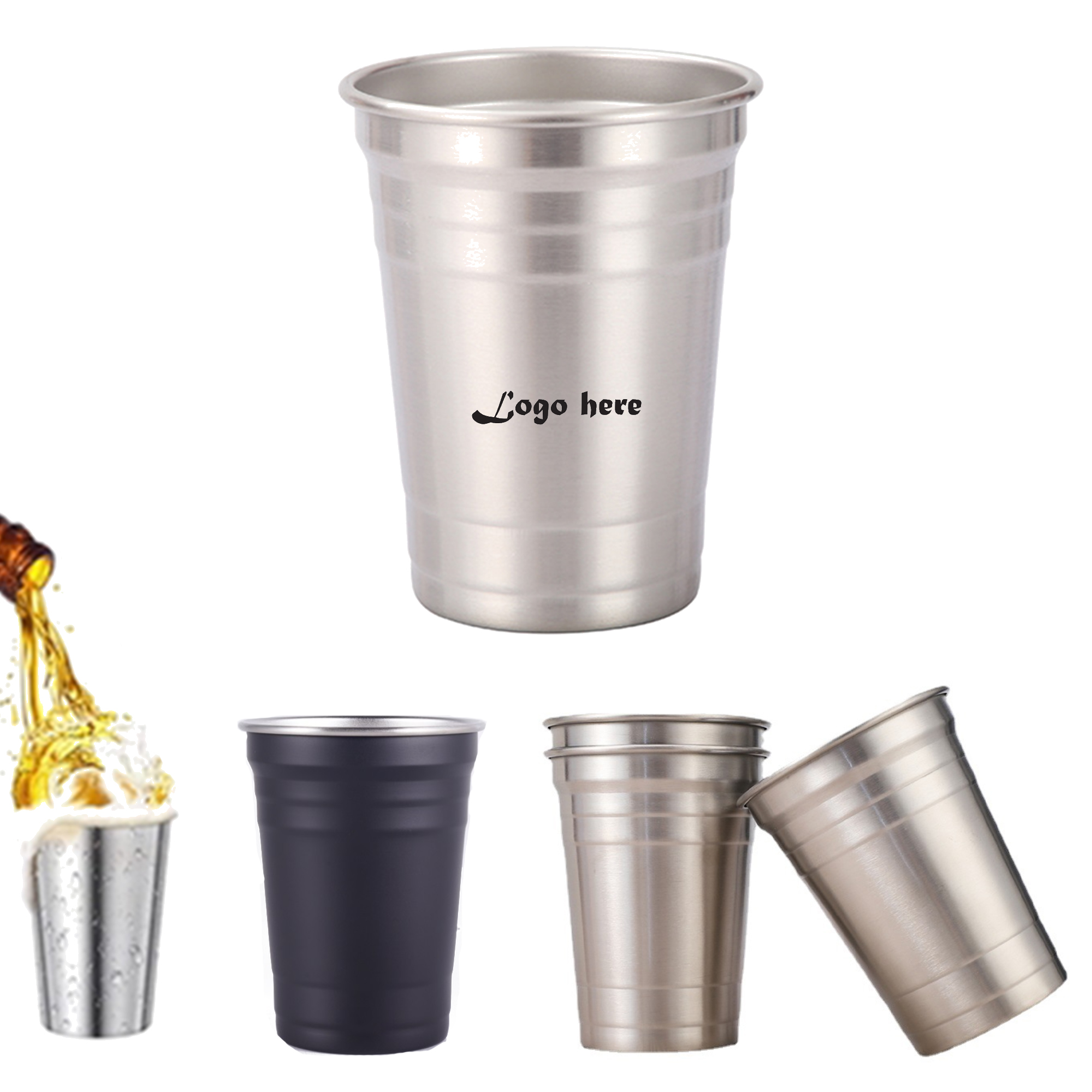 Stackable Durable Stainless Steel Cups Tumblers MOQ 50