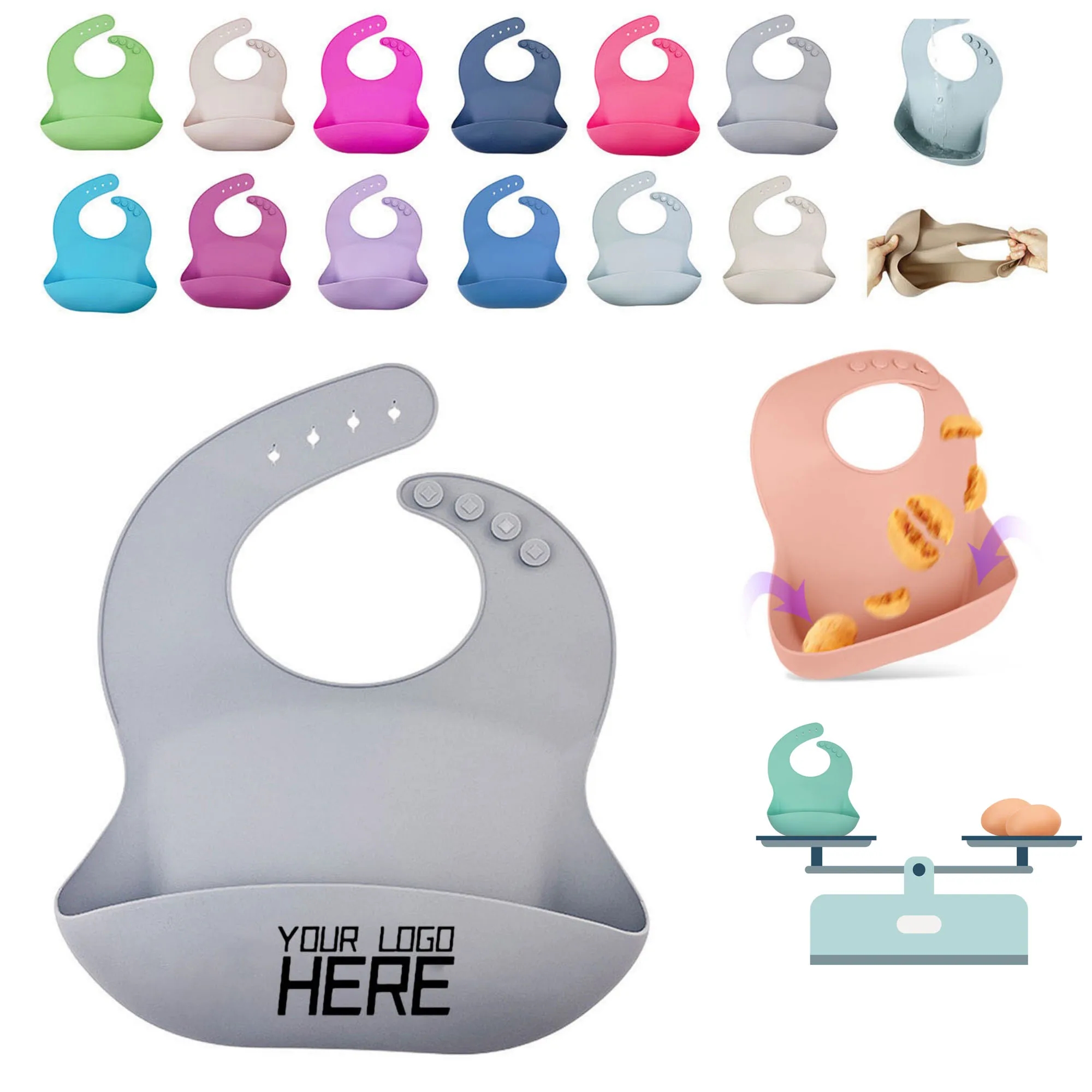 Unisex Waterproof Silicone Baby Bibs 24
