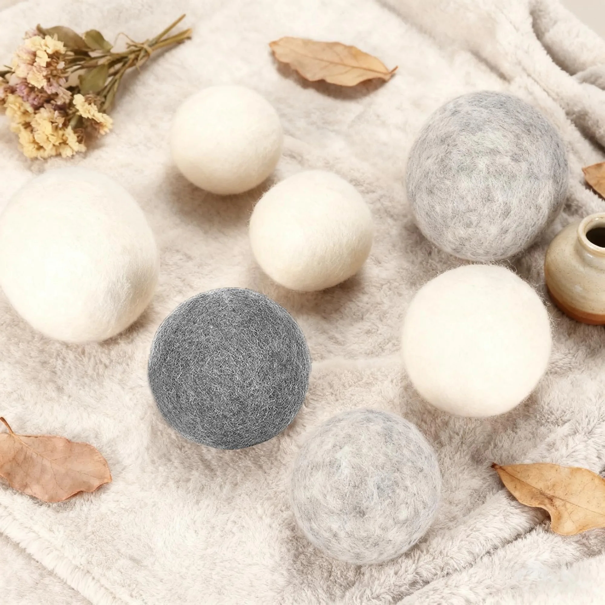 6 Pack Wool Reusable Dryer Balls - Natural Fabric Softener 30