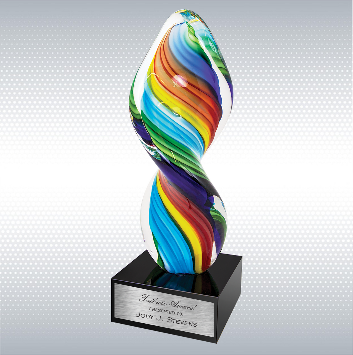 10 1/2" Rainbow Twist Art Glass with Black Base 8