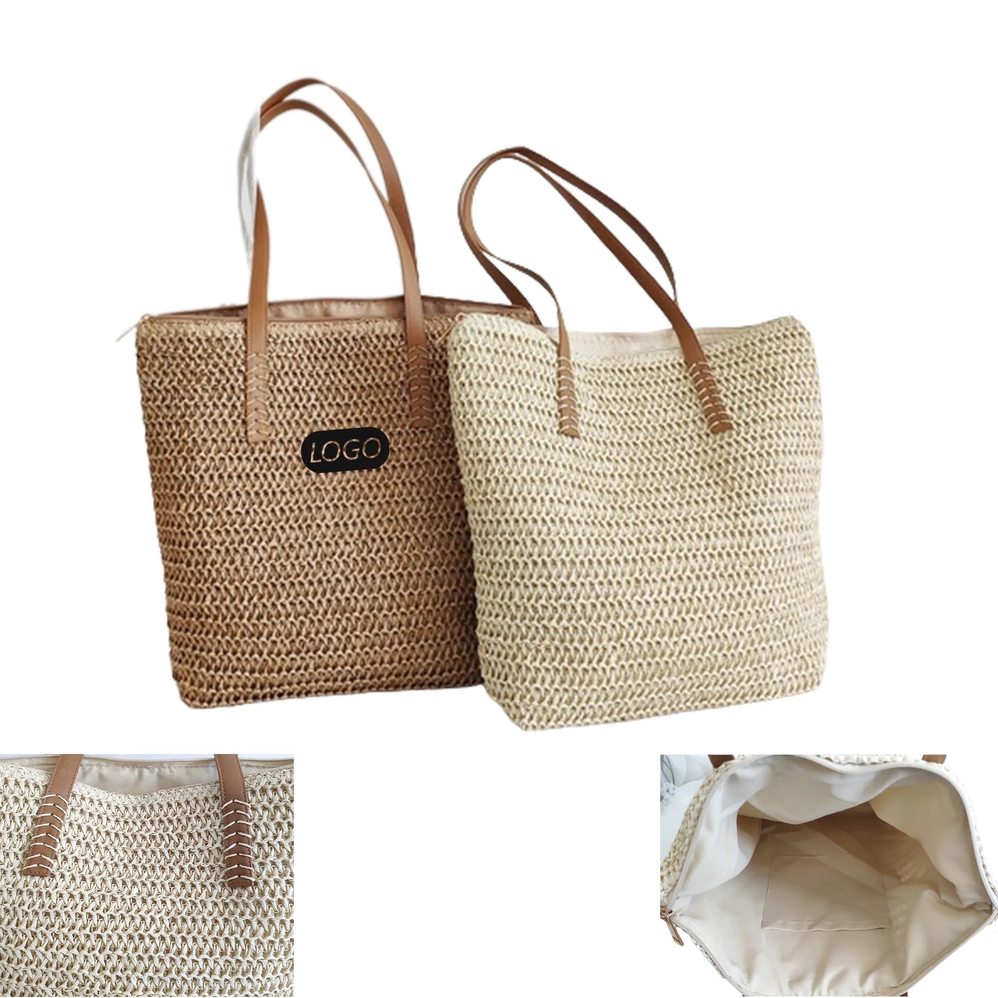 Straw Woven Shoulder Tote Bag 10
