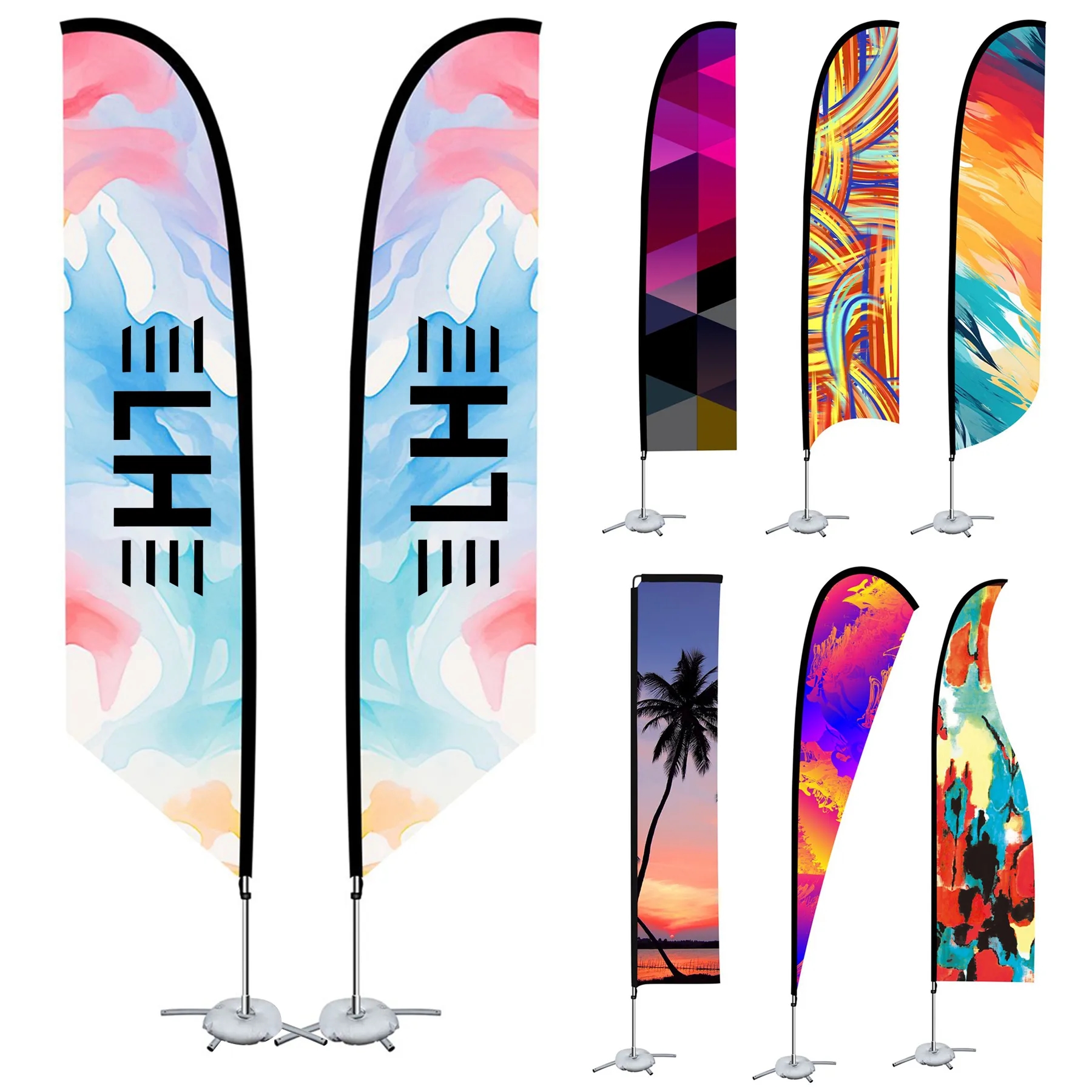 9ft Double Sided Printed Feather Beach Flag Kit